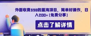 外面收费398的蓝海项目,简单好操作,日入200+【免费分享】-创业资源网