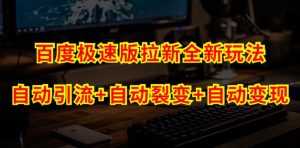 百度极速版引流方法自动式推广方法 自动式裂变 自动式变现系统【游戏的玩法设计构思 操作流程】-创业资源网