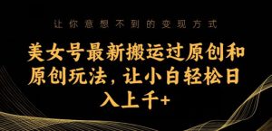 美女号最新搬运过原创和原创玩法，让小白轻松日入上千+【揭秘】-创业资源网
