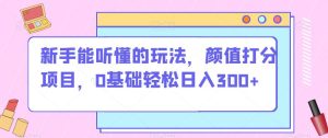 初学者听得懂游戏的玩法，颜值打分新项目，0基本轻轻松松日入300-创业资源网