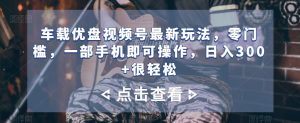 车载优盘微信视频号全新游戏玩法,零门槛,一部手机就可以操控,日入300 非常轻松-创业资源网