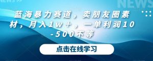 蓝海暴力赛道，卖朋友圈素材，月入1w＋，一单利润10-500不等-创业资源网