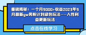 重磅消息揭密!一个月9000 盈利2023年9月全新yw粉丝方案翠绿色游戏玩法——人的本性权益升级游戏玩法-创业资源网