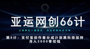 亚运会网创66计第8计:支付宝钱包原创者分为方案高科技扶持月入3000零花钱-创业资源网