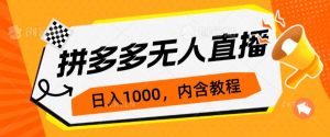 拼多多平台无人直播防封号游戏玩法,0资金投入,3天必起,日入1000-创业资源网