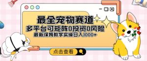 全新升级小宠物跑道全平台轻轻松松日入500 ,0风险性,0项目投资,可引流矩阵长期性收益-创业资源网