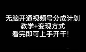 没脑子开通视频号分为方案,课堂教学 变现模式,看了就可以入门进行!-创业资源网