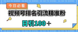 视频号引流精准粉,日引100 ,总流量发生爆炸【揭密】-创业资源网
