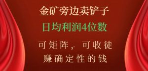 金矿石边上卖铲子,赚确定性钱,可引流矩阵,可招徒,日均盈利4个数【揭密】-创业资源网