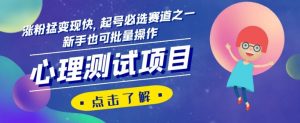 心理状态测试报告，增粉猛转现快，养号首选跑道之一，初学者也可以批量处理【揭密】-暖阳网-优质付费教程和创业项目大全-创业资源网