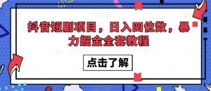 抖音短剧新项目,日入四位数,暴力行为掘金队整套实例教程【揭密】-暖阳网-优质付费教程和创业项目大全-创业资源网