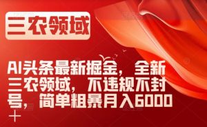 AI头条最新掘金,全新三农领域,不违规不封号,简单粗暴月入6000+【揭秘】-暖阳网-优质付费教程和创业项目大全-创业资源网