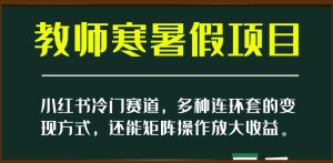 小红书的小众跑道,教师寒暑假新项目,多种多样连环套的变现模式,还可以引流矩阵实际操作变大盈利【揭密】-暖阳网-优质付费教程和创业项目大全-创业资源网
