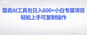 靠卖AI工具包日入600+小白专属项目轻松上手可复制操作-暖阳网-优质付费教程和创业项目大全-创业资源网