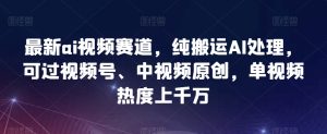 最新ai视频赛道,纯搬运AI处理,可过视频号、中视频原创,单视频热度上千万-暖阳网-优质付费教程和创业项目大全-创业资源网