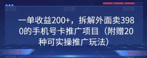 一单收益200+,拆解外面卖3980的手机号卡推广项目-创业资源网