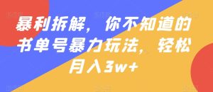 暴利拆解,你不知道的书单号暴力玩法,轻松月入3w+-创业资源网