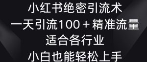 小红书绝密引流术,一天引流100+精准流量,适合各个行业,小白也能轻松上手【揭秘】-创业资源网