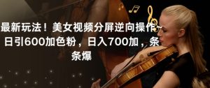 最新玩法！美女视频分屏逆向操作~日引600加色粉，日入700加，条条爆【揭秘】-创业资源网