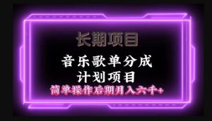 长期项目音乐歌单分成计划项目,简单操作后期并入六千+-创业资源网