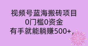 视频号蓝海搬砖项目,0门槛0资金,小白轻松上手,一天30分钟日入500+,堪比捡钱-创业资源网