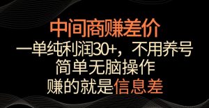 中间商赚差价，一单纯利润30+，简单无脑操作，赚的就是信息差，轻轻松松日入1000+【揭秘】-创业资源网