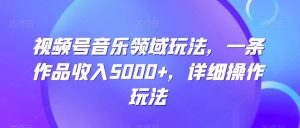视频号音乐领域玩法，一条作品收入5000+，详细操作玩法-创业资源网