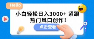 小白轻松日入3000+,紧跟热门风口创作!-创业资源网