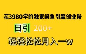 花费3980学的独家闲鱼引流创业粉,日引200+轻轻松松月入一万简单粗暴-创业资源网