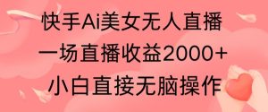 快手AI无人美女24小时无人直播,单场直播2000+,爆裂变现,操作简单,小白直接无脑执行-创业资源网