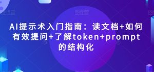 AI提示术入门指南:读文档+如何有效提问+了解token+prompt的结构化【揭秘】-暖阳网-优质付费教程和创业项目大全-创业资源网