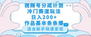 微信视频号小众跑道游戏玩法,轻轻松松日入200 ,新手也可以操控,第一天就可以爆著作-创业资源网