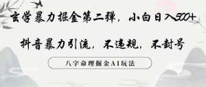 风水玄学暴力行为掘金队第二弹,新手日入500 ,抖音视频暴力行为引流方法,不违规,术封禁,八字命理掘金队AI游戏玩法【揭密】-创业资源网