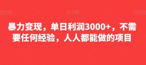 暴力变现，单日利润3000+，不需要任何经验，人人都能做的项目-创业资源网