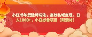小红书年货独特玩法，高效私域变现，日入1000+，小白必备项目-创业资源网