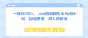 一周10000+,vivo短视频创作分成计划,详细教程,早入早吃肉-创业资源网