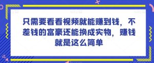 谁做过这么简单的项目？只需要看看视频就能赚到钱，不差钱的富豪还能换成实物，赚钱就是这么简单！【揭秘】-创业资源网