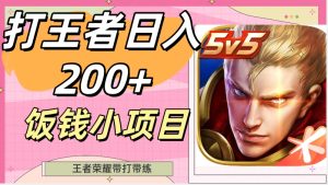 打王者日入200+,饭钱小项目,王者荣耀带打带练-创业资源网
