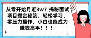 从零开始月近3w?揭秘面试项目掘金秘笈,轻松学习、零压力操作,小白也能成为赚钱高手-创业资源网