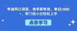 年底风口项目,快手卖年货,单日1000+,零门槛小白轻松上手-创业资源网