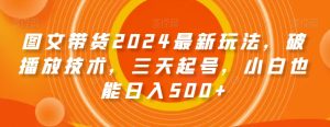 图文带货2024最新玩法,破播放技术,三天起号,小白也能日入500+【揭秘】-创业资源网