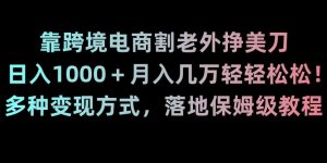 靠跨境电商割老外挣美刀，日入1000＋月入几万轻轻松松！多种变现方式，落地保姆级教程【揭秘】-创业资源网