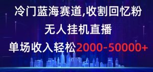 冷门蓝海赛道，收割回忆粉，无人挂机直播，单场收入轻松2000-5w+【揭秘】-创业资源网