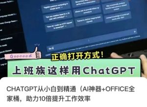 CHATGPT从小白到精通,AI神器+OFFICE全家桶,助力10倍提升工作效率-创业资源网
