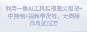 利用一款AI工具实现图文带货+中视频+视频带货等,无脑操作月如过万【揭秘】-创业资源网