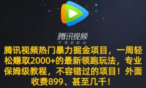 腾讯视频热门暴力掘金项目,一周轻松赚取2000+的最新领跑玩法,专业保姆级教程-创业资源网