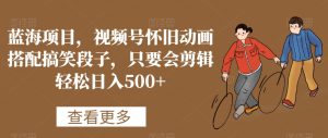 蓝海项目,视频号怀旧动画搭配搞笑段子,只要会剪辑轻松日入500+【揭秘】-创业资源网