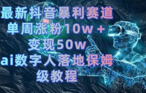 最新抖音暴利赛道,单周涨粉10w+变现50w的ai数字人落地保姆级教程【揭秘】-创业资源网