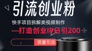 快手项目拆解类视频详细制作流程打造个人IP，单日引流200+高质量创业粉【揭秘】-创业资源网