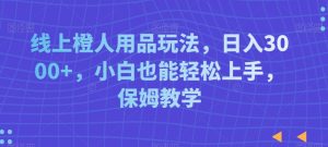 线上橙人用品玩法,日入3000+,小白也能轻松上手,保姆教学【揭秘】-创业资源网